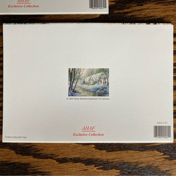 Lot of 5 Nicky Boehme Art Winter Town Cottage Unused Christmas Cards Envelopes - Picture 12 of 16